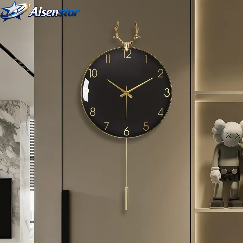 Luxury Watch Wall Clock - 北欧風高級壁掛け時計、スイングクロック、ミニマリストモダン円形時計、アートクォーツ吊り下げ式ホームウォッチ
