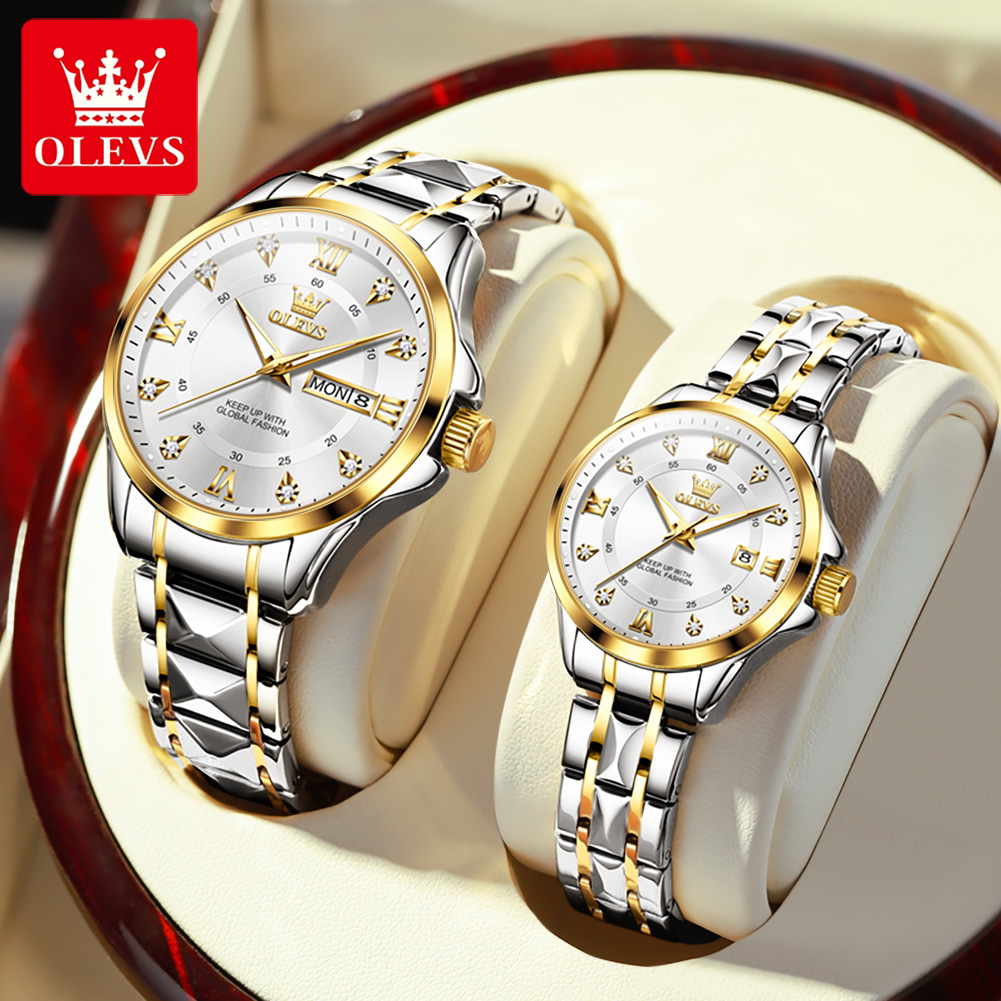 Luxury Watch Wallpaper - OLEVS 2906 カップルウォッチ オリジナルローマ数字ダイヤル ラグジュアリークォーツ腕時計 メンズ