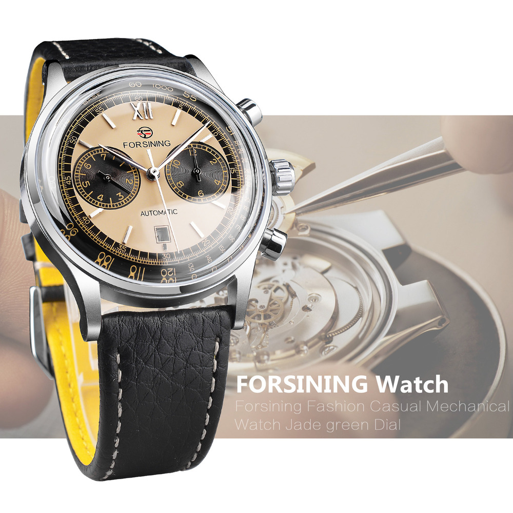 Luxury Watch Grade - Forsining-メンズ防水ハイエンド時計、レザーバンド、カレンダー週表示、トップグレード、男性用自動機械式時計