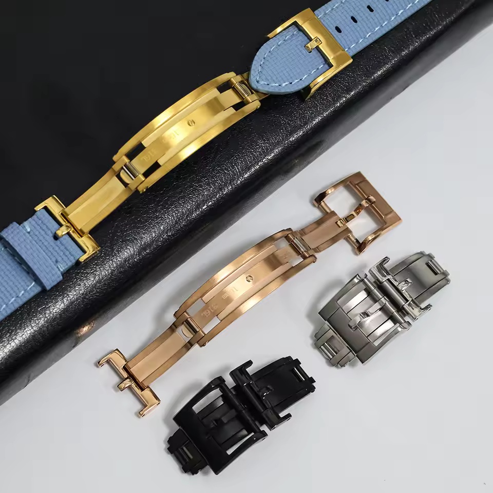 Luxury Watch Grade - プレミアムスプリングデプロイアントクラスプ デラグ16mm 18mm対応 安全で高級な腕時計バックル レザーストラップ用 航空機グレードステンレス鋼製