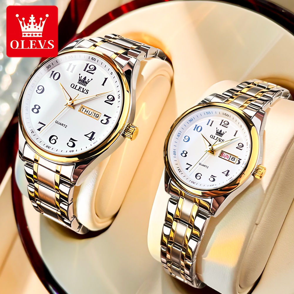 Luxury Watch Wallpaper - OLEVS 新ファッションカップル腕時計男性女性の高級ステンレス鋼防水クォーツ時計週カレンダー愛好家腕時計