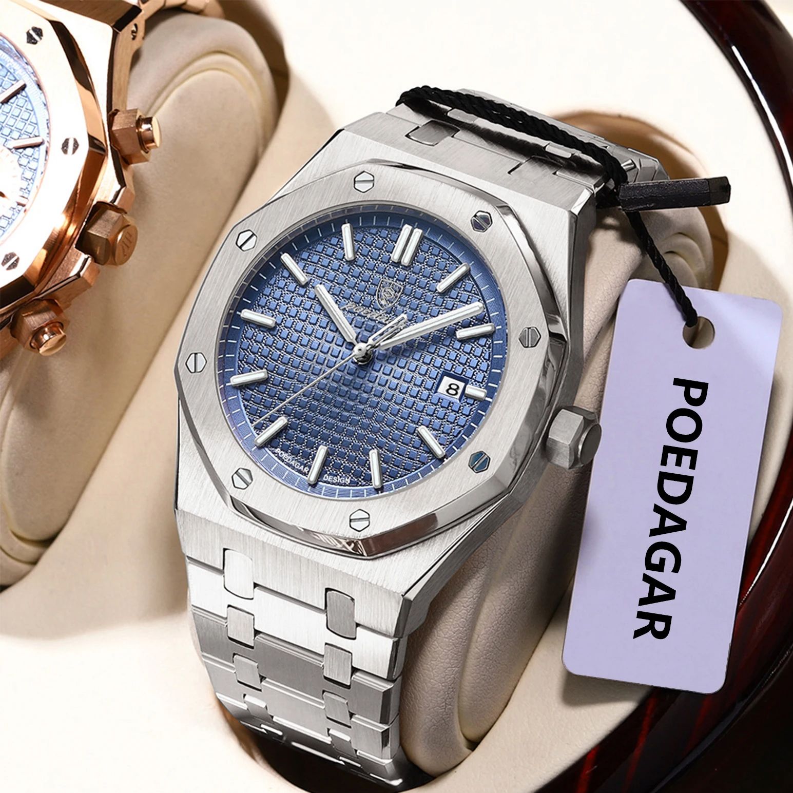 Luxury Watch Hublot - POEDAGARオリジナル高級メンズ腕時計、日付表示、夜光、防水、ステンレススチール、メンズ腕時計、ファッション、ビジネス、クォーツ、メンズウォッチ