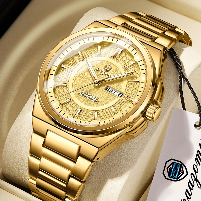Luxury Watch Hublot - 2026 新しい軍事高級男の腕時計ラウンド防水発光日付週メンズ腕時計ステンレス鋼クォーツメンズ腕時計リロイ + ボックス