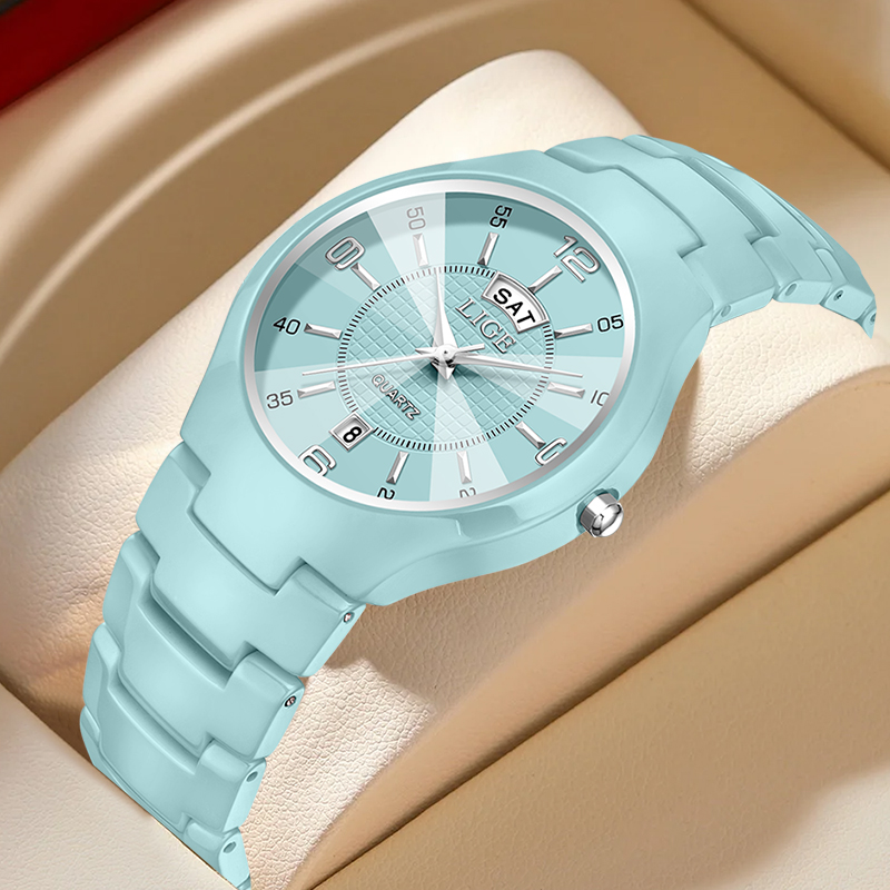 Luxury Watch For Women - LIGE 高級エレガントなクォーツ女性腕時計ファッションセラミックス小さなダイヤルレディース腕時計日付週表示女性腕時計リロイ Mujer