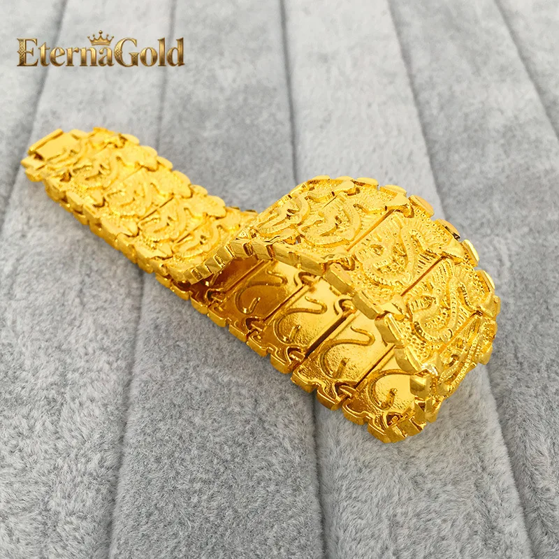 Luxury Watch Service - EternaGold 高級24K 9999純金製 ドラゴンブレスレット メンズ腕時計チェーンバックルブレスレット