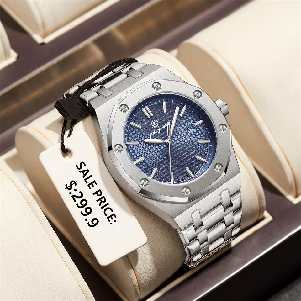 Luxury Watch Hublot - PAAZOMU 高級クォーツマン腕時計スポーツメンズ腕時計防水発光日付週ステンレス鋼メンズ腕時計男性リロイ + ボックス
