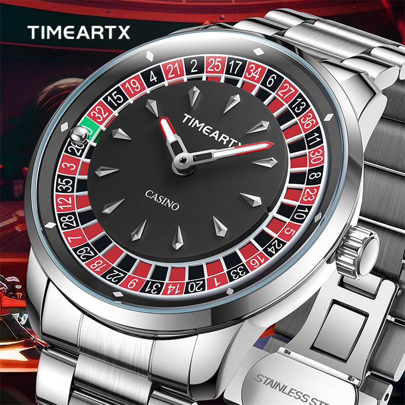 Luxury Watch Wallpaper - TIMEARTX ブランドの新しい高級クォーツ時計男性用ヨーロッパルーレットポーカーゲーム腕時計