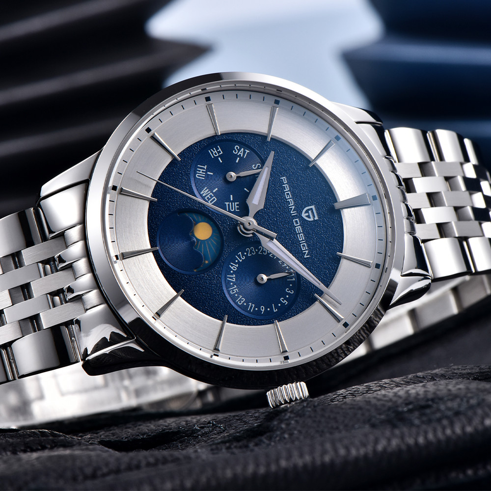 Luxury Watch Brand Tier - パガニデザイン 高級クォーツステンレススチール腕時計 多機能ムーンフェイズ搭載 トップクラスのプレミアムブランド腕時計