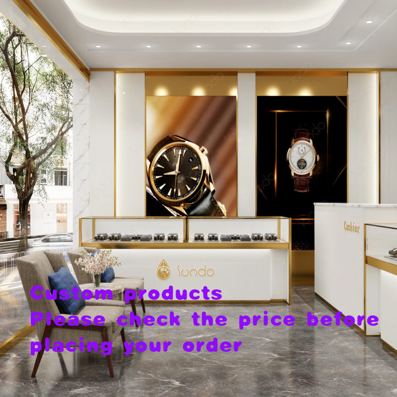 Luxury Watch Boutique - カスタムプレミアム高級ステンレススチール＆強化ガラス製腕時計ジュエリーディスプレイ（LED付きカスタムウォッチブティック）
