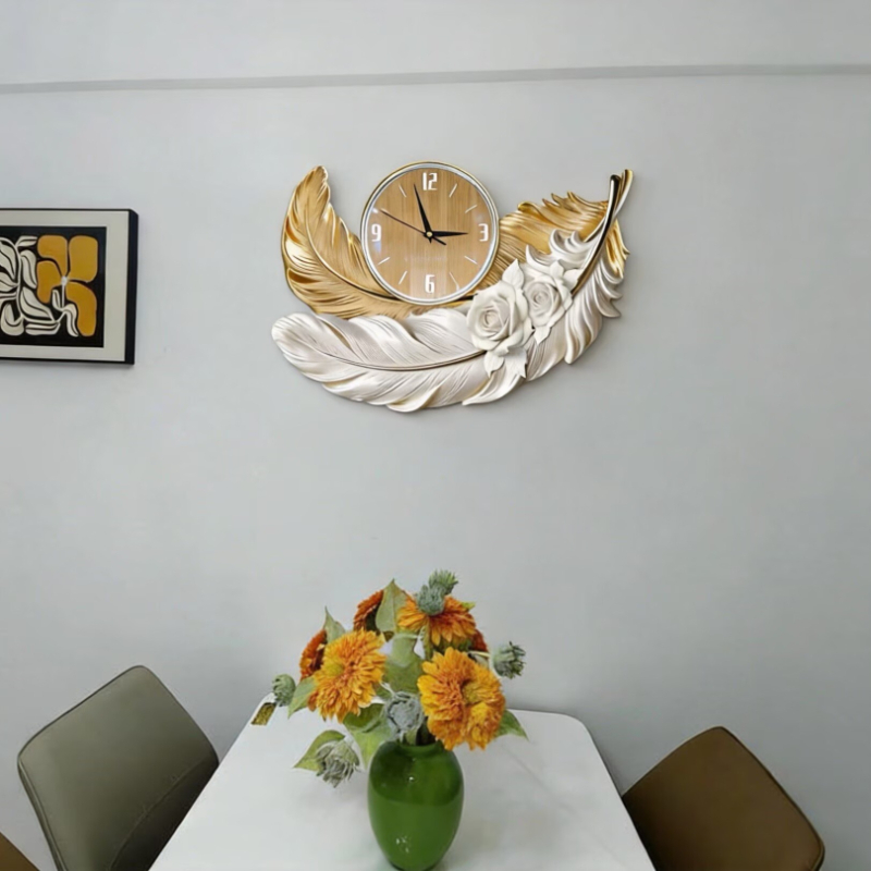 高級フェザーデザイン壁掛け時計、豪華なリビングルーム背景壁用 - Luxury Watch Wall Clock のレビューと価格