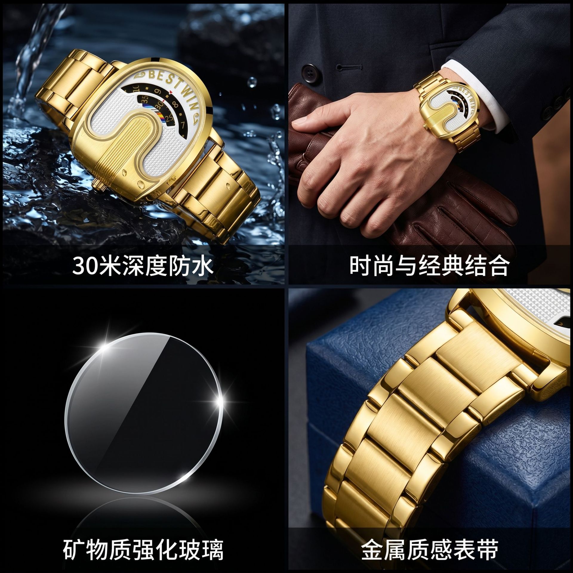 ゴールドトップブランドの高級メンズ腕時計、ユニークなデザイン - Luxury Watch Gold のレビューと価格