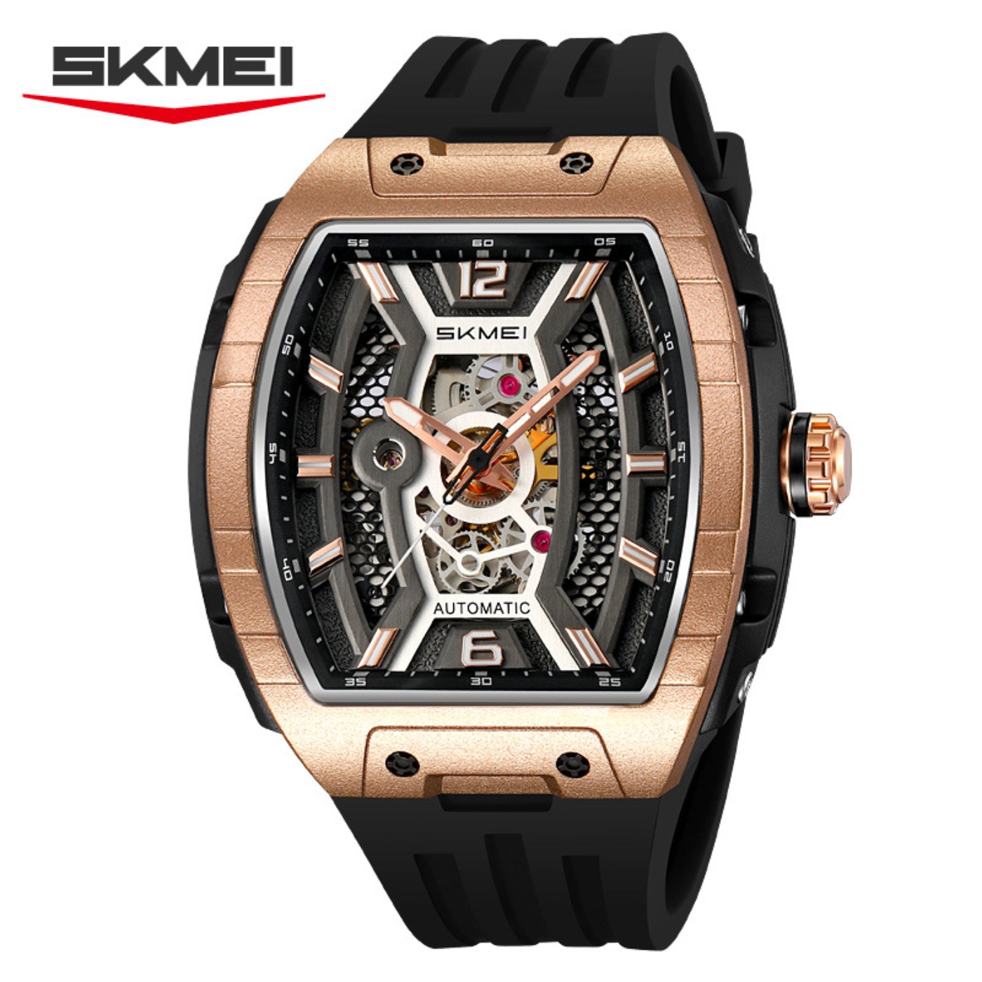 ローズゴールドトノーメンズ自動巻き時計大型ケーススケルトンダ - Luxury Watch Gold のレビューと価格