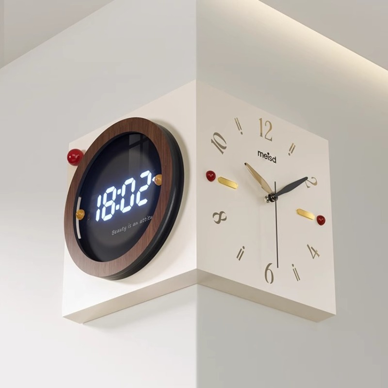 コーナー壁掛け時計両面壁時計モダン高級美的大型LED時計サイ - Luxury Watch Wall Clock のレビューと価格