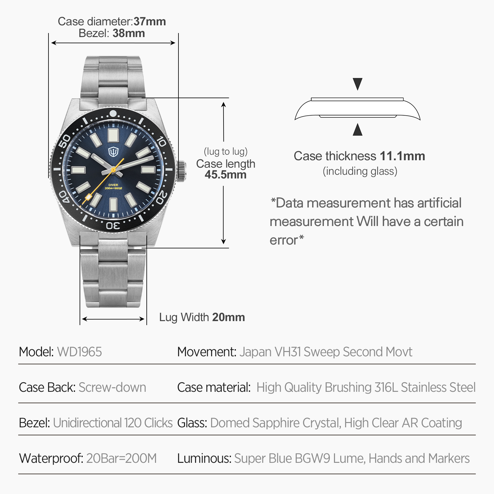 Watchdives 37 ミリメートル WD1965 V2 - Luxury Watch Wallpaper のレビューと価格