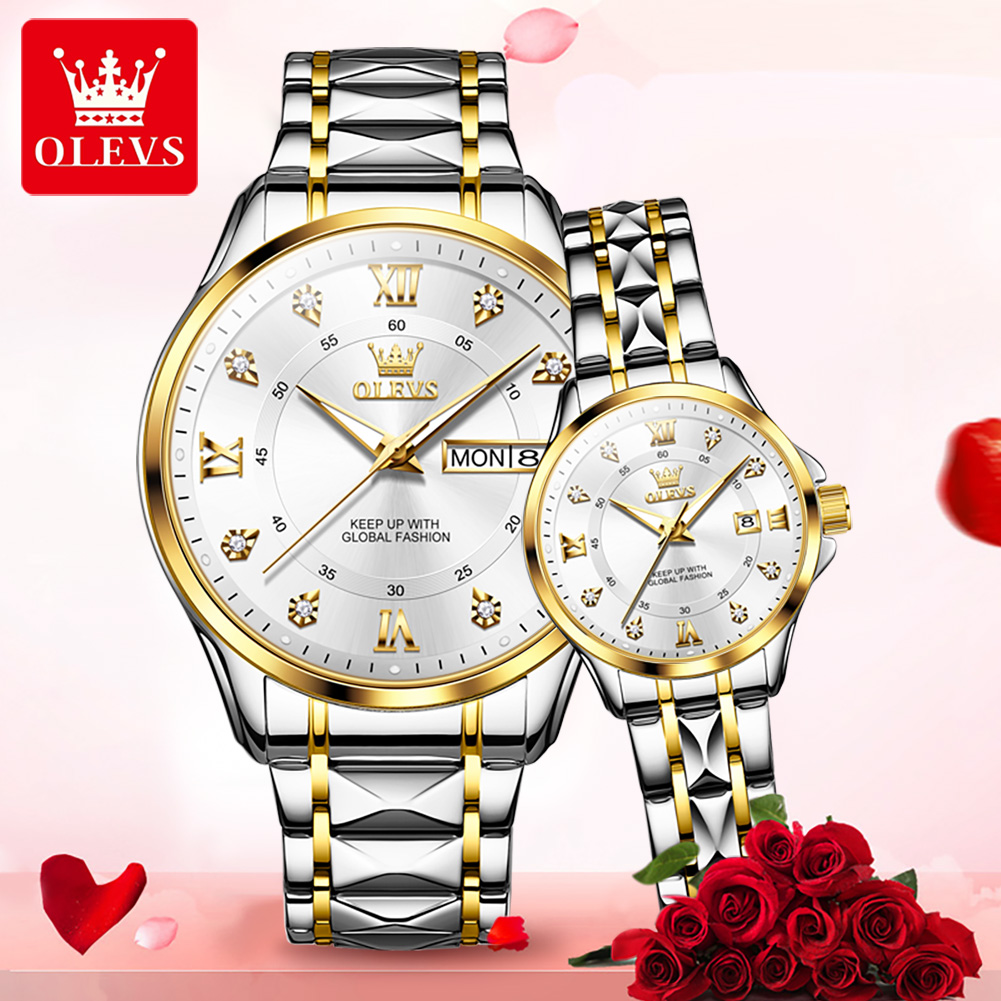 OLEVS 2906 カップルウォッチ オリジナルローマ数字 - Luxury Watch Wallpaper のレビューと価格