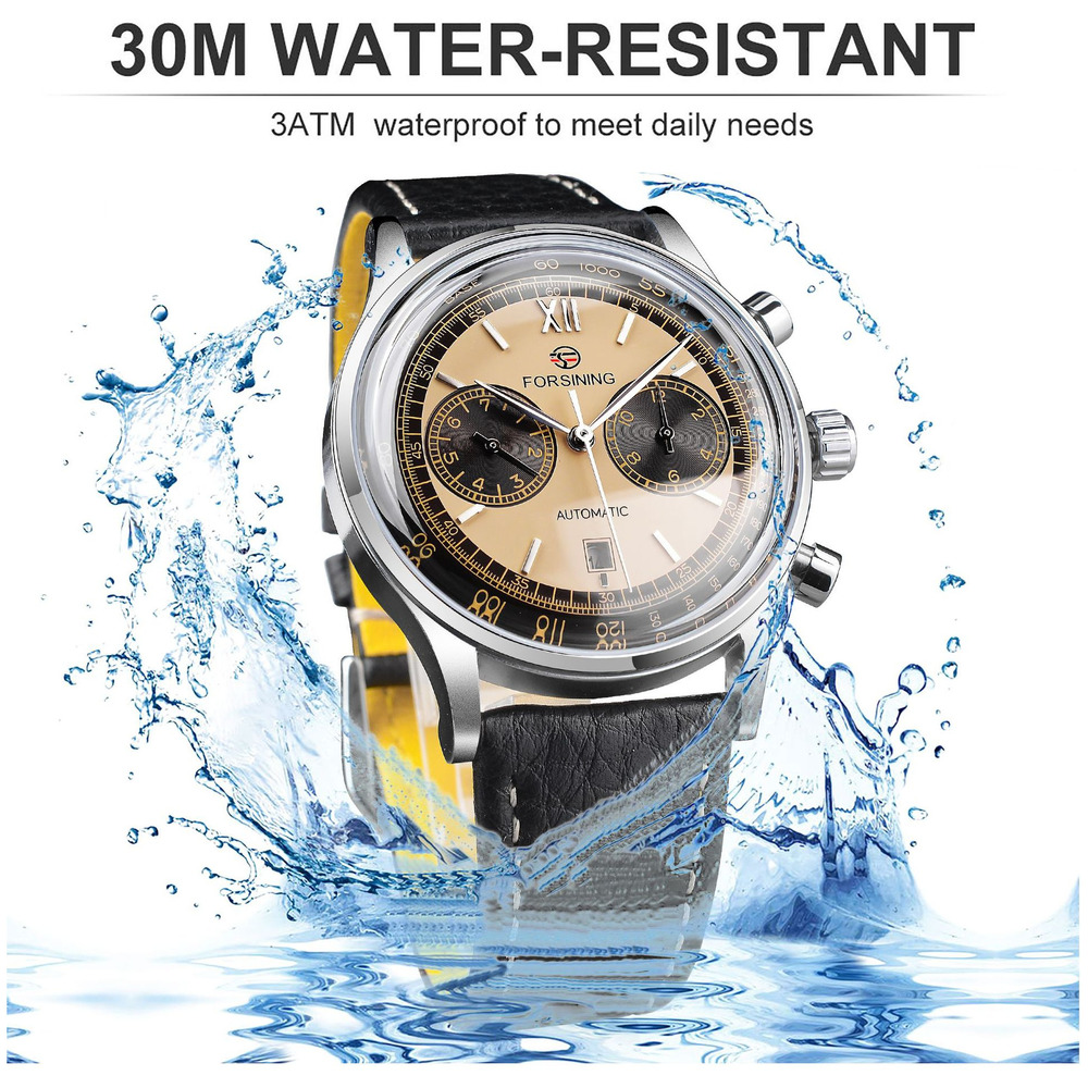 Forsining-メンズ防水ハイエンド時計、レザーバンド、 - Luxury Watch Grade のレビューと価格