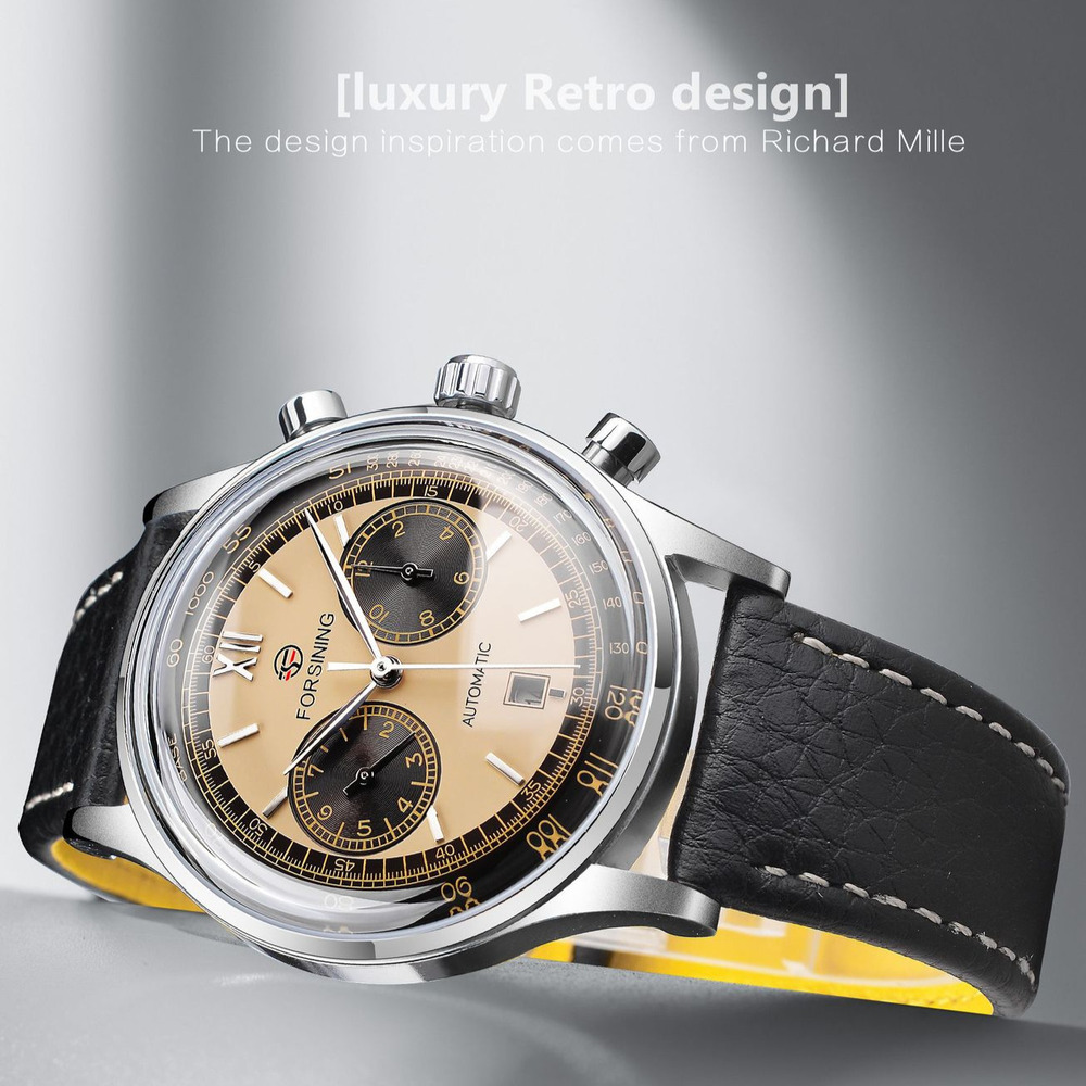 Forsining-メンズ防水ハイエンド時計、レザーバンド、 - Luxury Watch Grade のレビューと価格