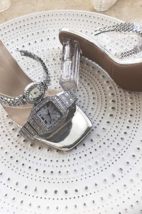 オリジナルデザインクリスタルウォッチハイヒールサンダルレディ - Luxury Watch For Women のレビューと価格