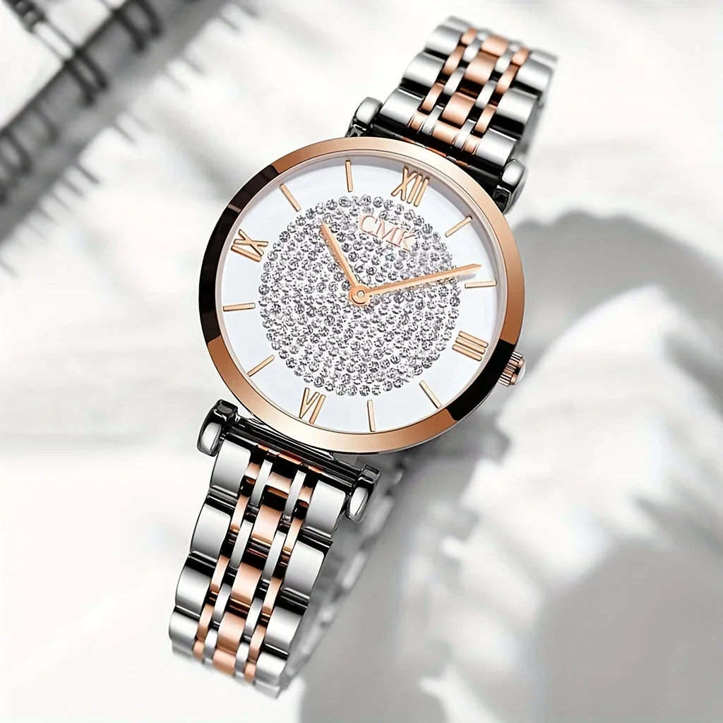 ローマ数字のクォーツ時計,ラインストーンの装飾が施されたラウ - Quiet Luxury Watch のレビューと価格