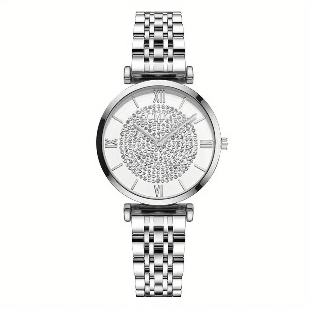 ローマ数字のクォーツ時計,ラインストーンの装飾が施されたラウ - Quiet Luxury Watch のレビューと価格