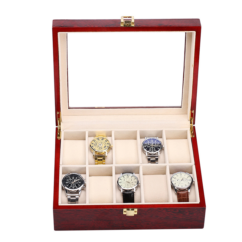 10グリッド高級木製腕時計ボックス 10スロット木製ホルダー - Luxury Watch Grade のレビューと価格