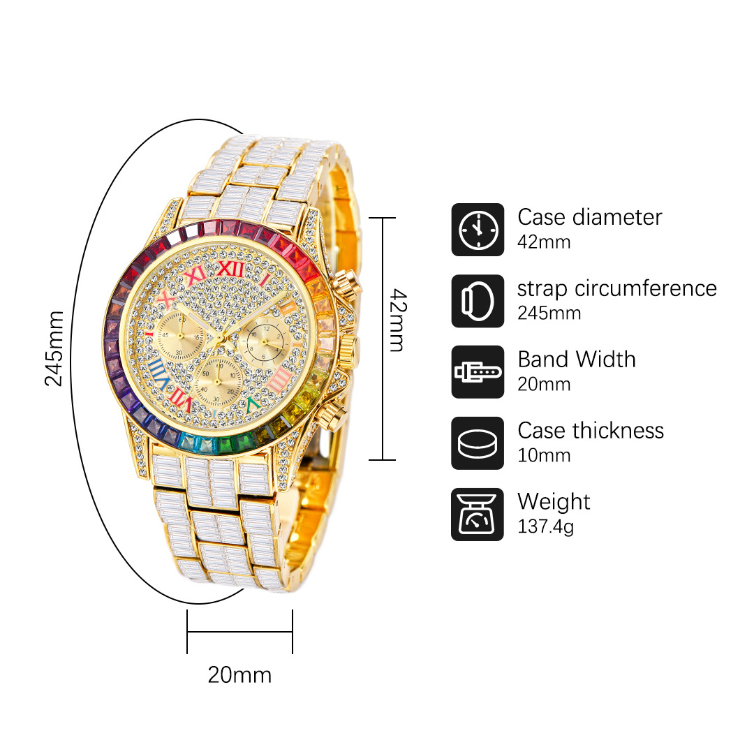 Missfox-男性用の高級クォーツ時計,長方形のレインボー - Luxury Watch Wallpaper のレビューと価格
