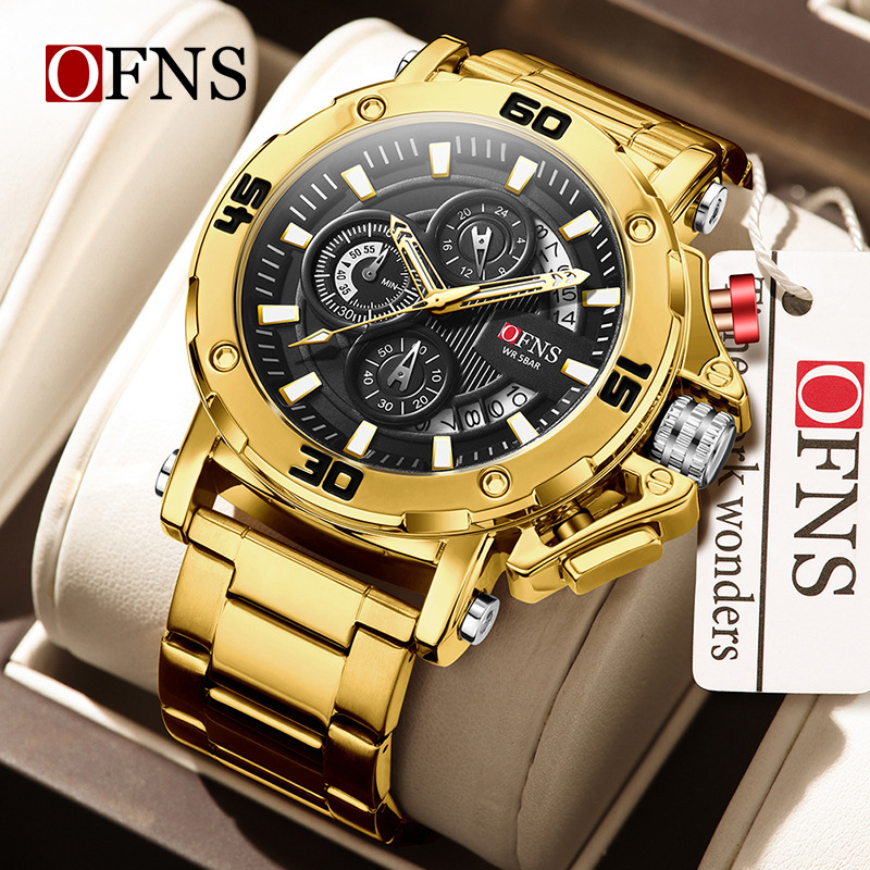 OFNS 7502 高級クォーツメンズ腕時計 3 つの目と  - Luxury Watch Hublot のレビューと価格