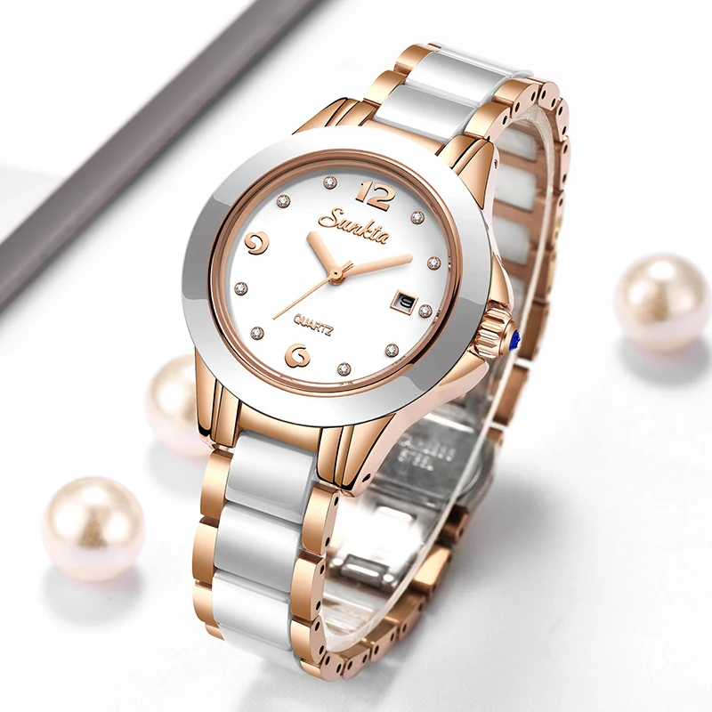 Sunkta ファッションカジュアルクォーツ女性腕時計エレガ - Luxury Watch For Women のレビューと価格