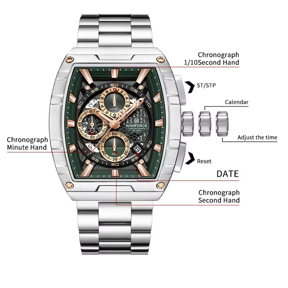 NAVIFORCE 高級トノー型クォーツ腕時計 トップブラン - Luxury Watch Hublot のレビューと価格