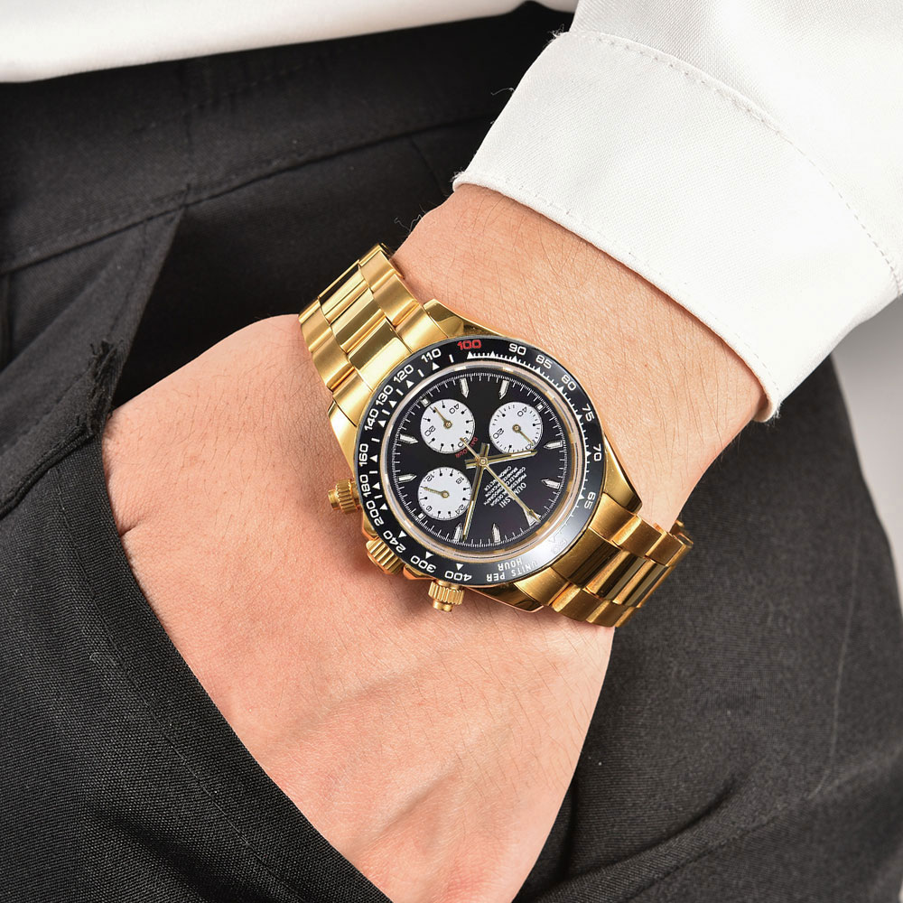39mm ゴールド カスタム メンズ腕時計 VK63 ムーブ - Luxury Watch Gold のレビューと価格