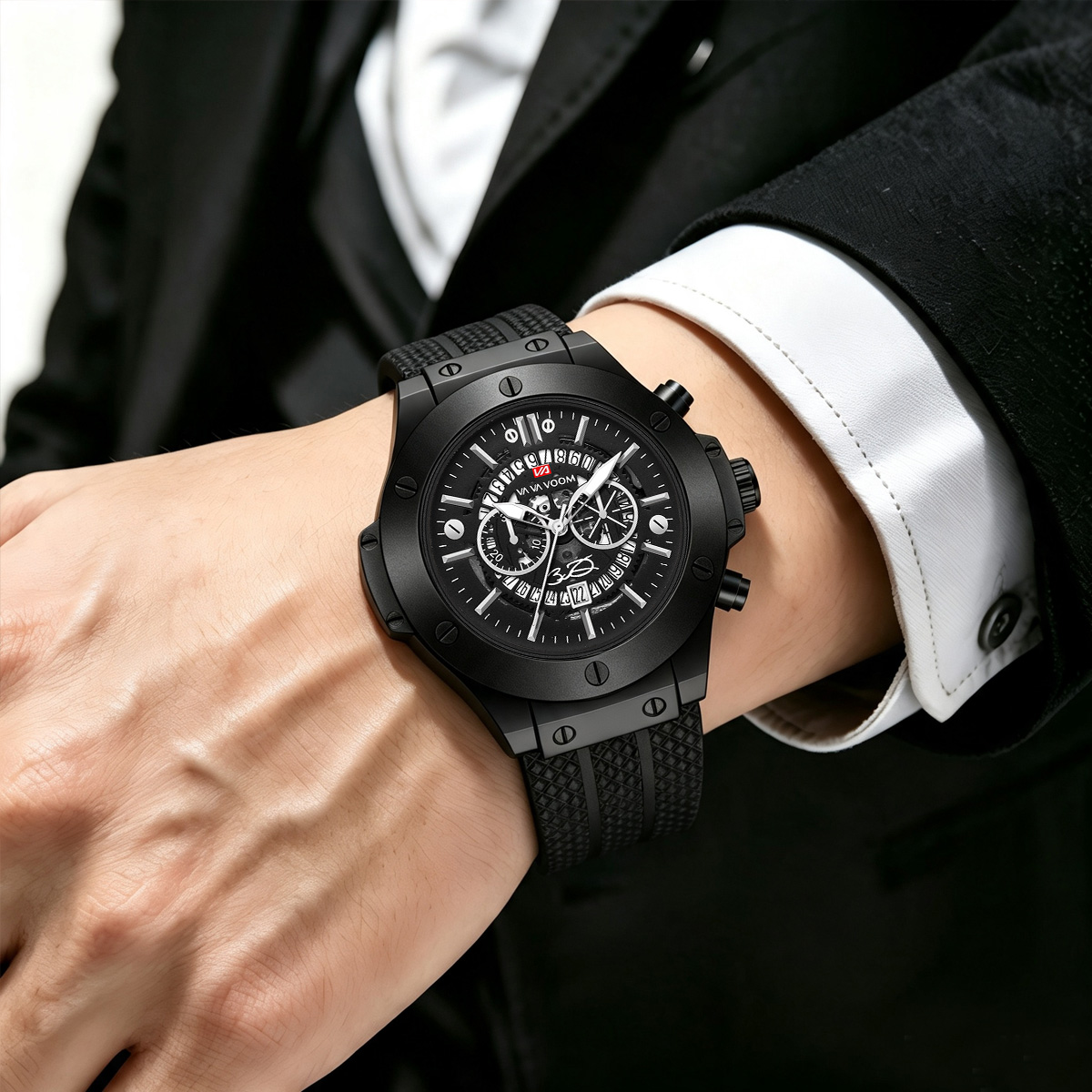 ブラックシリコンメンズハンド46ミリメートル中空大型ダイヤル - Luxury Watch Hublot のレビューと価格