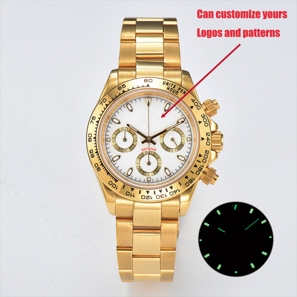 39mm ゴールド メンズ腕時計 VK63 ムーブメント ク - Luxury Watch Gold のレビューと価格