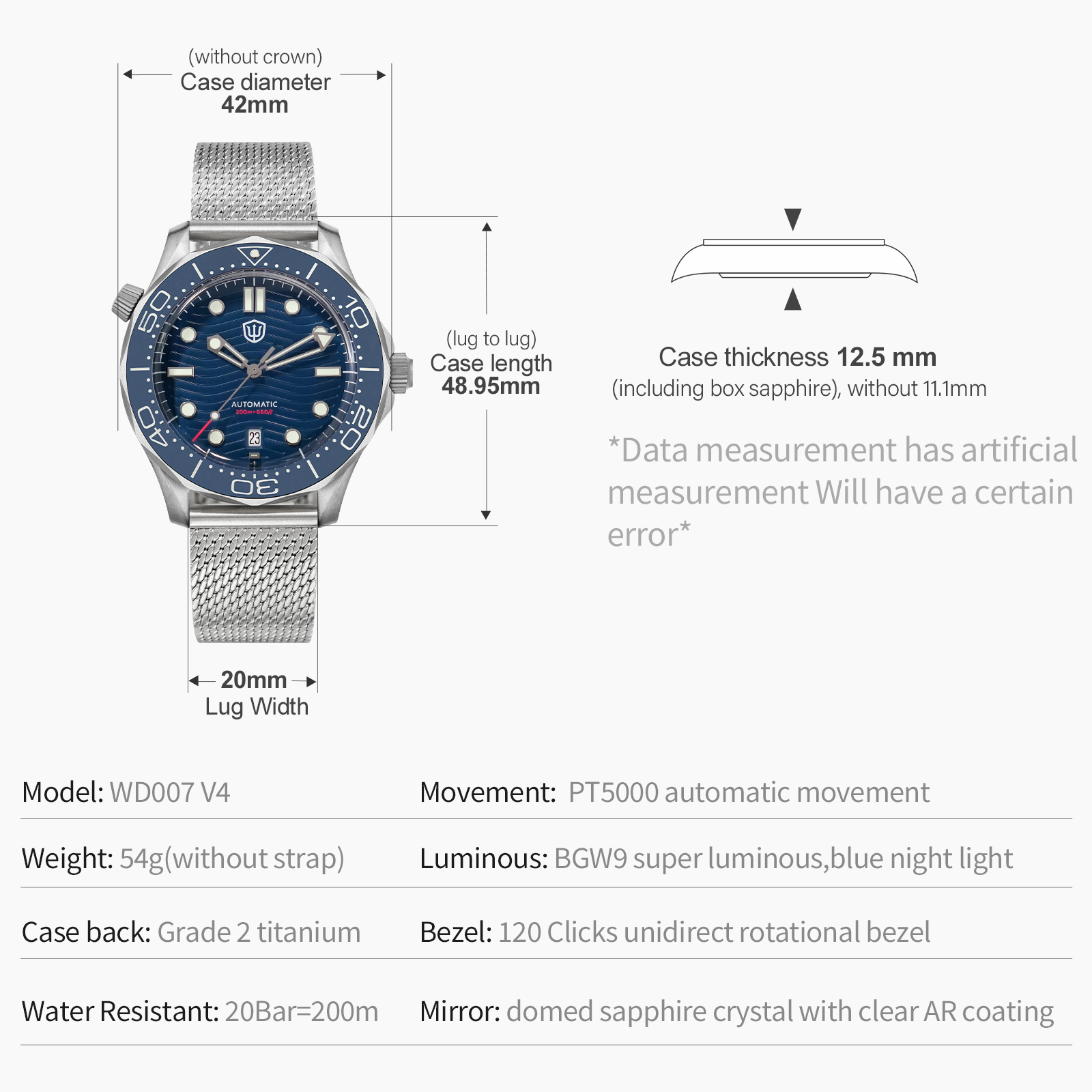Watchdives WD007 V4 機械式時計 42 ミ - Luxury Watch Grade のレビューと価格