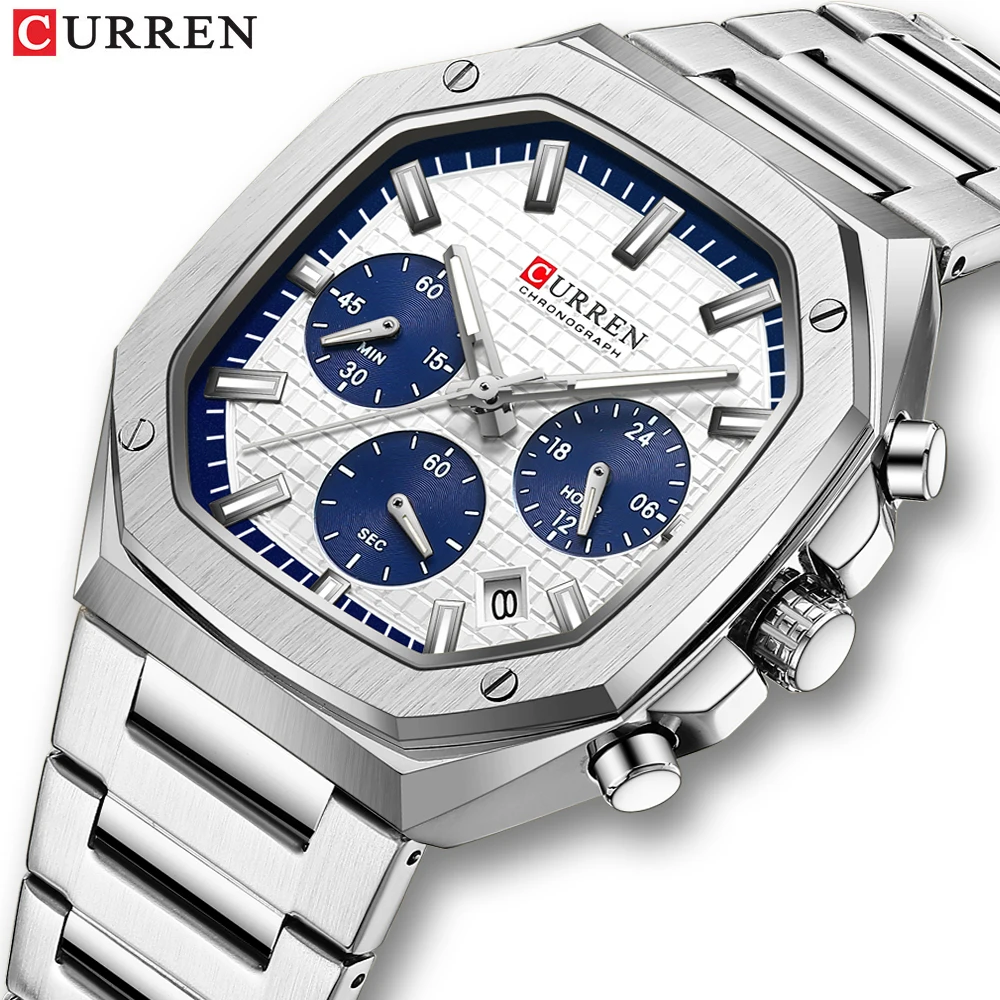 Curren-メンズ腕時計、スポーツ、クォーツ、フルスチール - Luxury Watch Hublot のレビューと価格