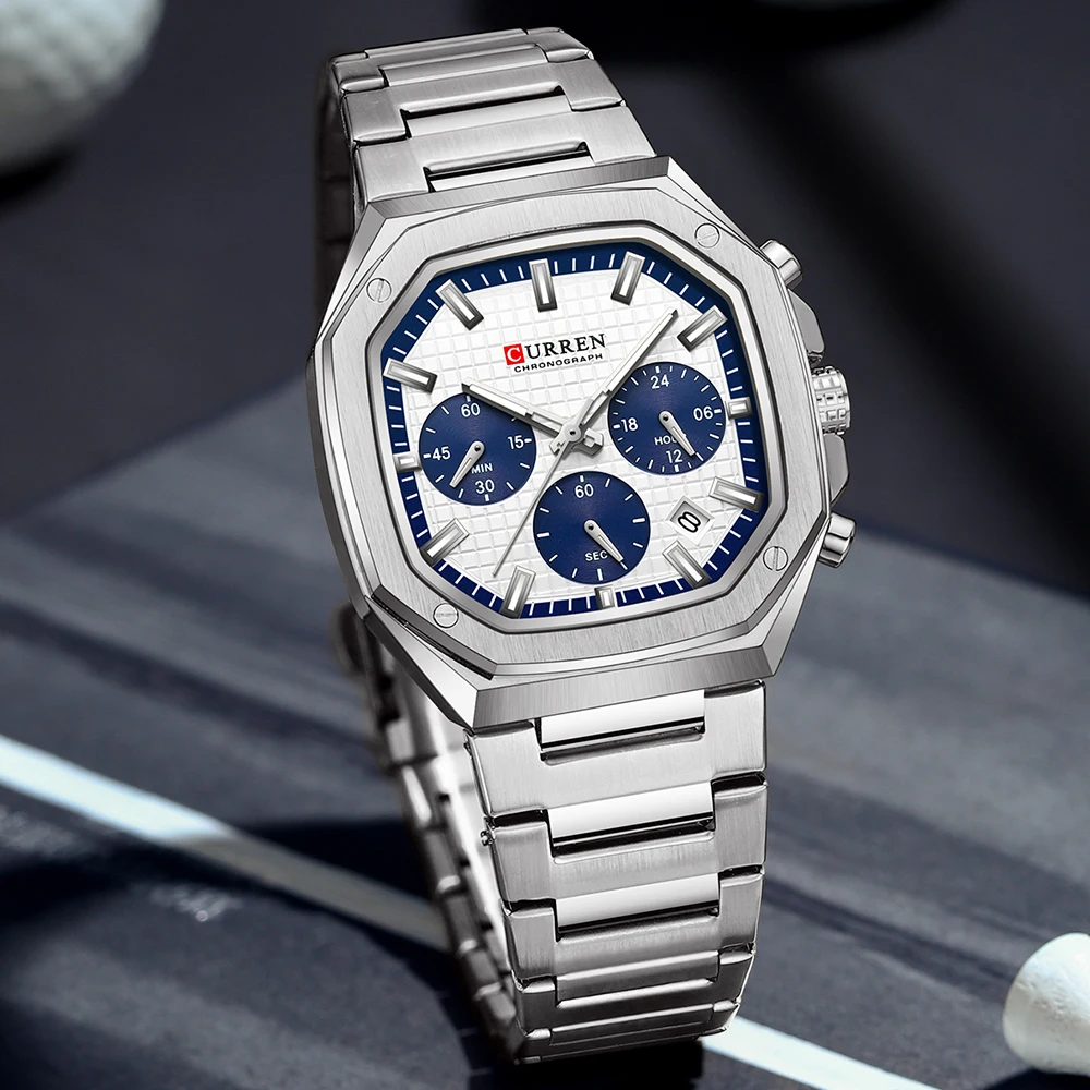 Curren-メンズ腕時計、スポーツ、クォーツ、フルスチール - Luxury Watch Hublot のレビューと価格