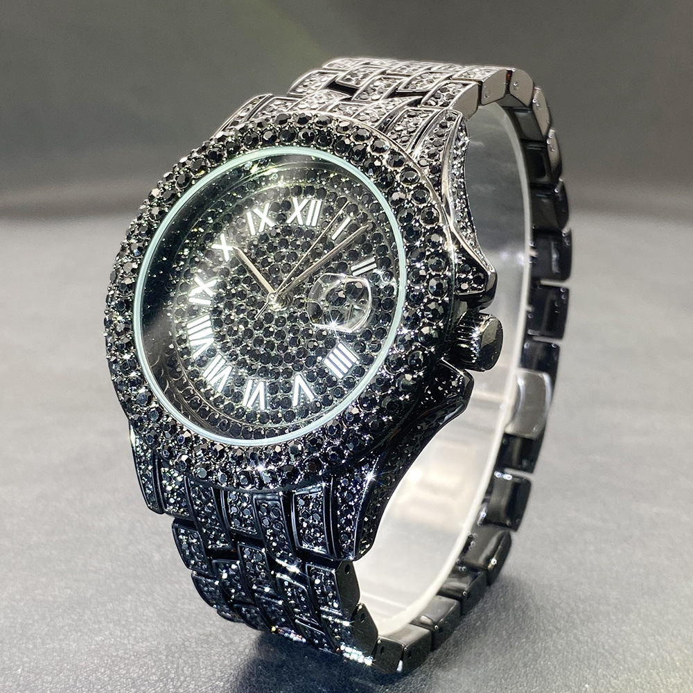 メンズ向け大型ゴールドシルバーブラック腕時計、ヒップホップ風 - Luxury Watch Gold のレビューと価格
