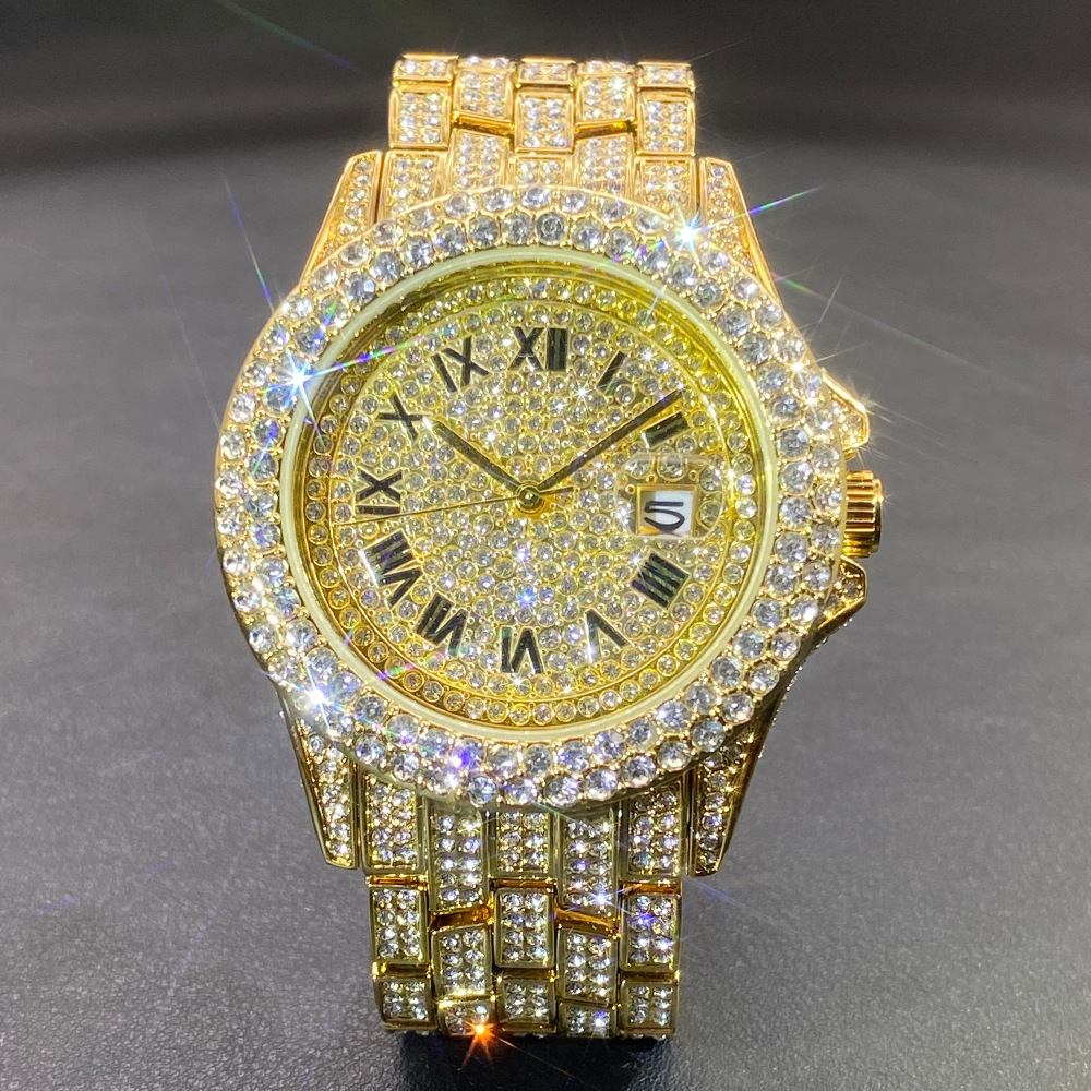 メンズ向け大型ゴールドシルバーブラック腕時計、ヒップホップ風 - Luxury Watch Gold のレビューと価格